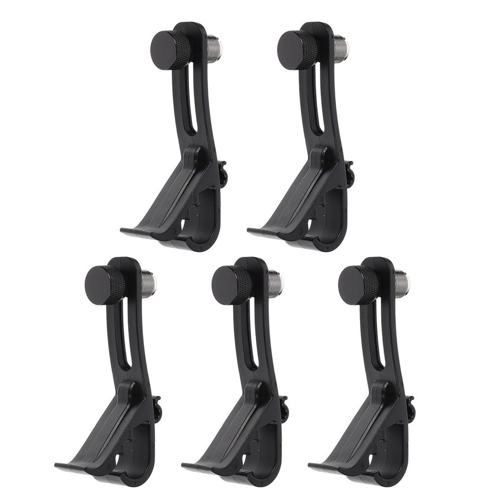 5Pcs Adjustable Drum Mic Clamp Holders Black Plastic Metal Mic Clip