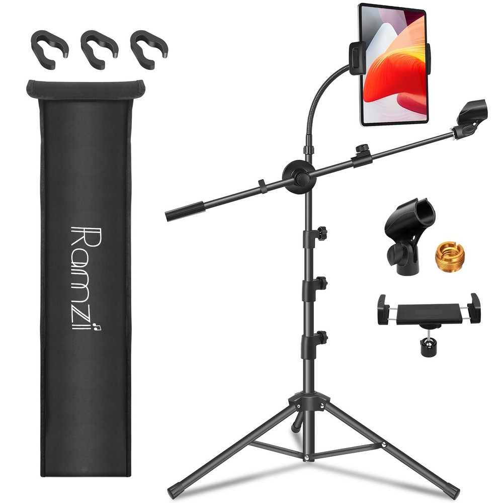 Mic Stand,6 In 1 Microphone Stand Floor Boom Mic Stand, Support Boom Goosenec…