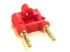 Red Dual Banana Plug 2 Conductor Terminal Gold Plated Speaker Connector