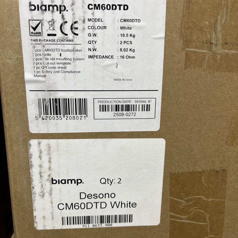 Biamp (CM60DTD) 6.5” Two-Way Thin-Edge Ceiling Loudspeaker (SOLD IN PAIRS ONLY)