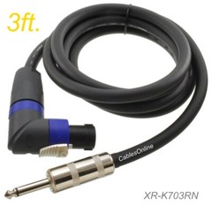 3ft SpeakOn Neutrik Right-Angle NL4FX to 1/4″ TS 12awg Pro Audio Speaker Cable