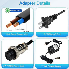 AC 17Vx2600Ma Mixer Power Supply Mixing Console Adapter,3-Pin Connector