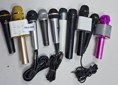Lot of 10 Mixed Microphones – Untested, Used, Various Models and Colors