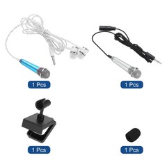2Pcs Mini Microphone Tiny Microphone for Phone Blue, Silver