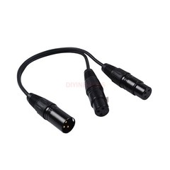 3-Pin XLR Female Plug to Dual 2 Male Jack Y Splitter Mic DJ Cable Adaptor 16 AWG