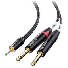 Cable Matters 3.5Mm TRS to Dual 6.35Mm TS Breakout Cable – 6Ft, 1/8 to 1/4 Stere