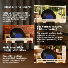 Record Drying Rack, 30 Records, ABS Plastic 12.6×8.86in – Vinyl Cleaner Holder