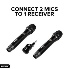 Gemini GMU-M200 Pro Dual Bluetooth Wireless Microphone Handsets w Adapter