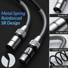 XLR to XLR Cable 6 Feet 2 Pack Multiple Premium Microphone Cables Heavy Duty …