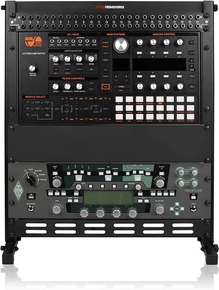 Gator Angled Metal Desktop Rack Stand with Non-Slip Rubber Feet; 12U Rack Space