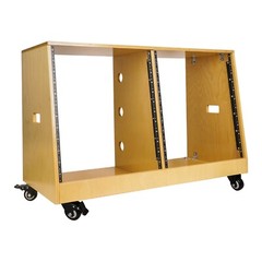 Sound Town DIY 2 x12U Slanted Studio Rack Casters, Plywood, golden oak SDRK-D12T