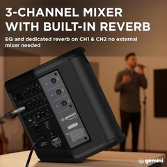 Gemini Sound 100W Portable PA Speaker with Bluetooth, 6.5″ Woofer, 3-Channel…