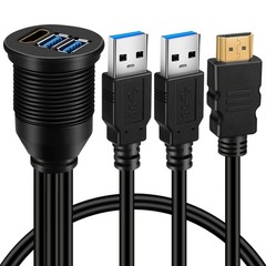 Dual USB 3.0 & HDMI Male to Female Car USB Flush Mount Extension Cable USB 3….