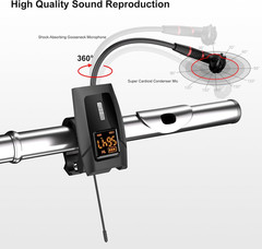 UHF Wireless Flute Microphone System with Rechargeable Receiver & Transmitter