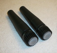 (2) Pyle PDMIC78 Dynamic Microphones w/ Lo-Z Cables & Stand Holders SM57 Clone