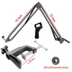 Microphone Stand, Adjustable Microphone Suspension Boom Scissor Arm Mic Stand