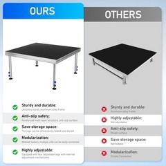 Portable Stage Platform 4x4ft Height Adj 24-40″1650lb Modular Riser For DJ Event