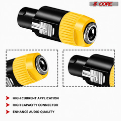 5 Core Speakon 1/4″ Female – Male Connectors Pair 4 Pole SpeakON Connector