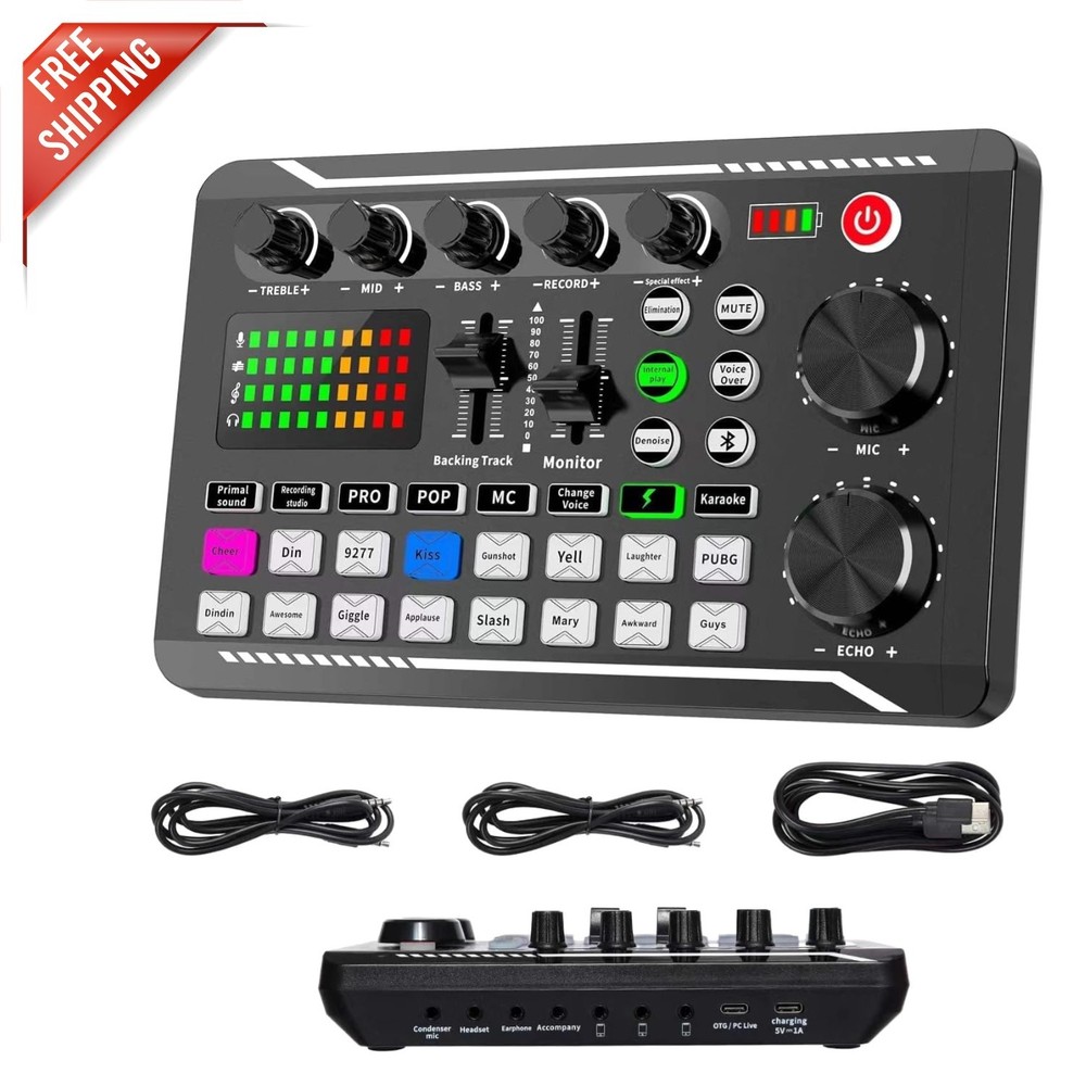 F988 Audio Interface with DSP Noise Reduction & Voice Changer for Live Streaming