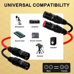 2-Channel XLR Snake Cables 6FT, 2 Colored XLR Male to Female Microphone Cable