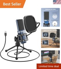 USB PC Microphone with Cardioid Pickup & Adjustable Stand for Streaming – TC-777