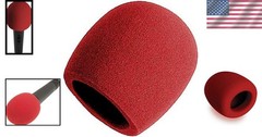Durable Foam Microphone Windscreen in Red – Lightweight, Fits Most Mics, 1 Count