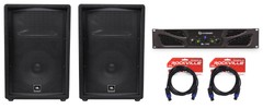 (2) JBL Pro JRX212 12″ 2000w 8 Ohm PA/DJ Speakers+Crown Power Amplifier+Cables