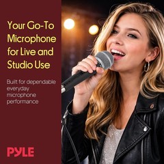 Pyle Professional Dynamic Vocal Microphone – Moving Coil Dynamic Cardioid Unidir