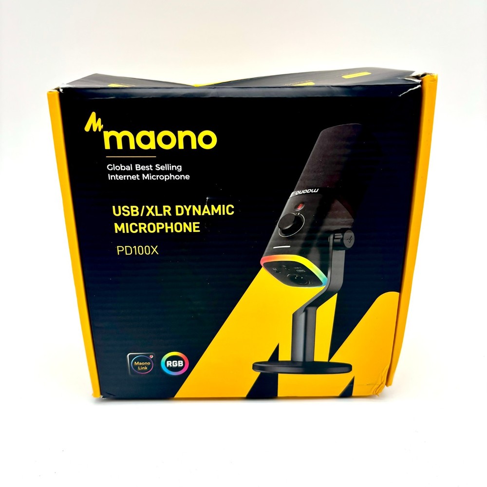 Maono USB/XLR Dynamic Microphone w/ Programmable RGB Light Model PD100X