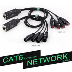 4 Channel 3-Pin XLR Male Female to Single Ethercon Audio Network Cable Extender