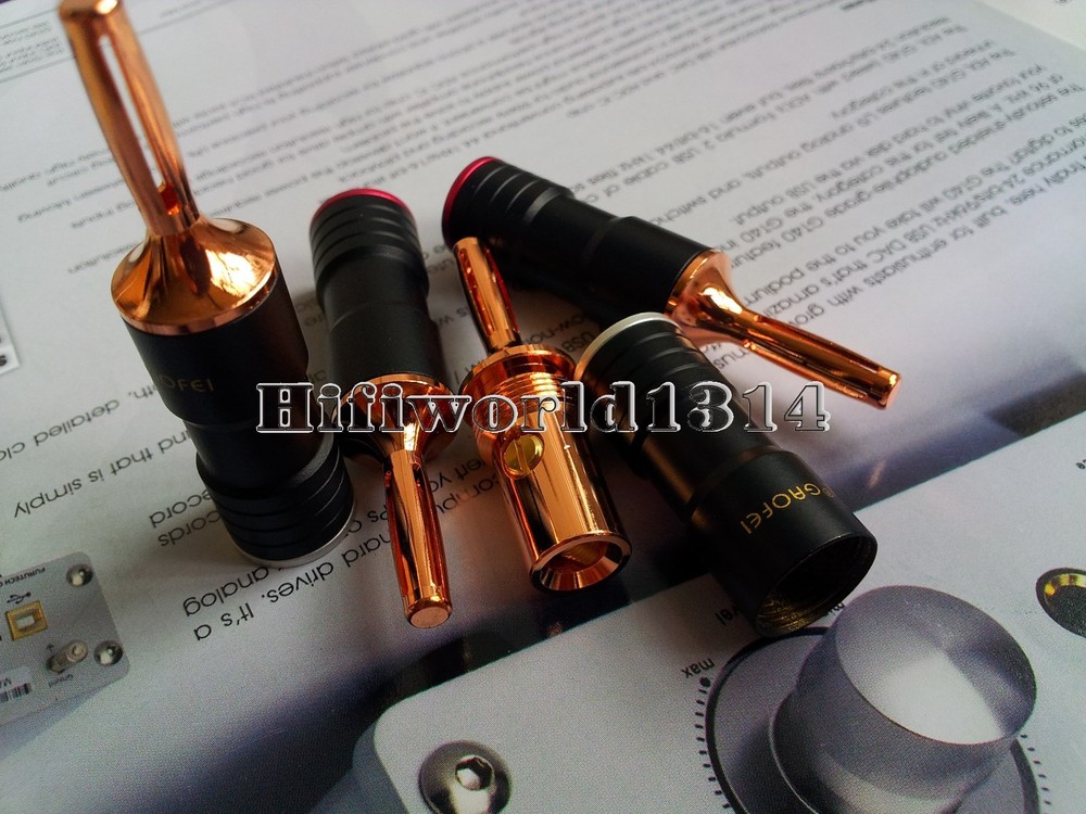 4x Audio Red Copper Plated Speaker Cable Banana Terminal Connector Plug