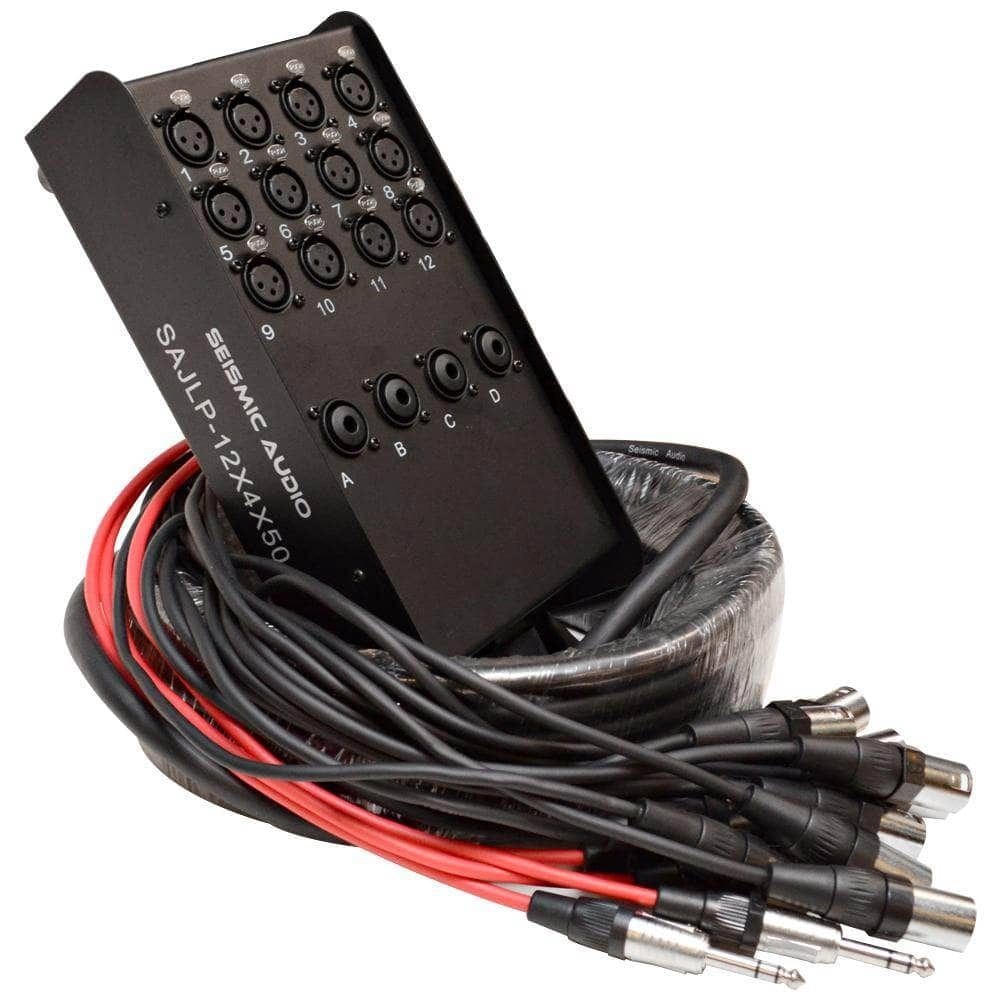 SAJLP-12x4x50 – 12 Channel 50 Foot XLR Low Profile Snake Cable with TRS Returns
