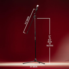 Rok-It Series Tripod Mic Stand Adjustable with 31.5″ to 61.5″ Height, Fully Coll