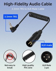 GELRHONR Right Angle 3.5mm to 3 pin XLR Male 38.3 inches, Black