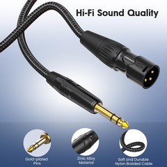 smbiutoofe XLR to 1/4, TRS to XLR Male 25ft GoldPlated Connectors Nylon Braid…