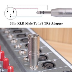 2 Pack 1/4 TRS to XLR Adapter, Balanced Quarter Inch 6.35mm Male to XLR Male Ada