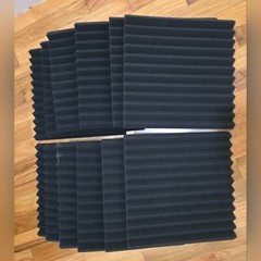 12 Pack Black Acoustic Panels Foam Sound Absorbing Wall Panels 1 x 12 x 12, NEW