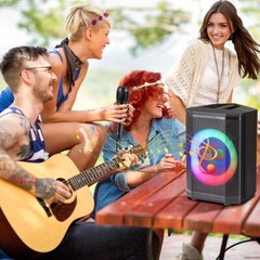 8″ Portable Bluetooth Speaker Loud & Crisp Sound with Lights/Tilt Function/3 Mic