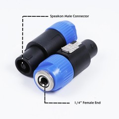 2-Pack Speakon to 1/4″ Connector Adapter – Male to Female Jack for PA DJ Mixer