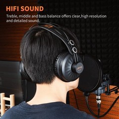 JOYO Studio Monitor Headphones, 50mm Drivers Over-Ear with Passive Noise Gray