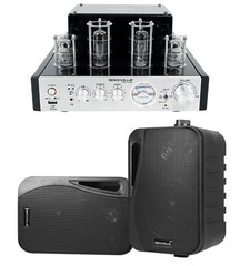 Rockville BluTube Tube Amplifier/Home Theater Bluetooth Receiver+(2) 4″ Speakers