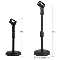 Desktop Microphone Stand, Heavy Duty with Non-Slip Base, 3/8″ and 5/8″ Adapter
