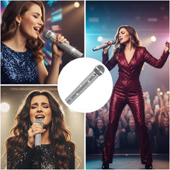 Rhinestone Microphone Sleeve – Sparkly Bling Crystal Mic Handle Cover, Fits Most