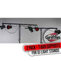 DJ Light Cross Bar Mount for Lighting Stands – 2 Pack T-bar Holder Stage PA Gear