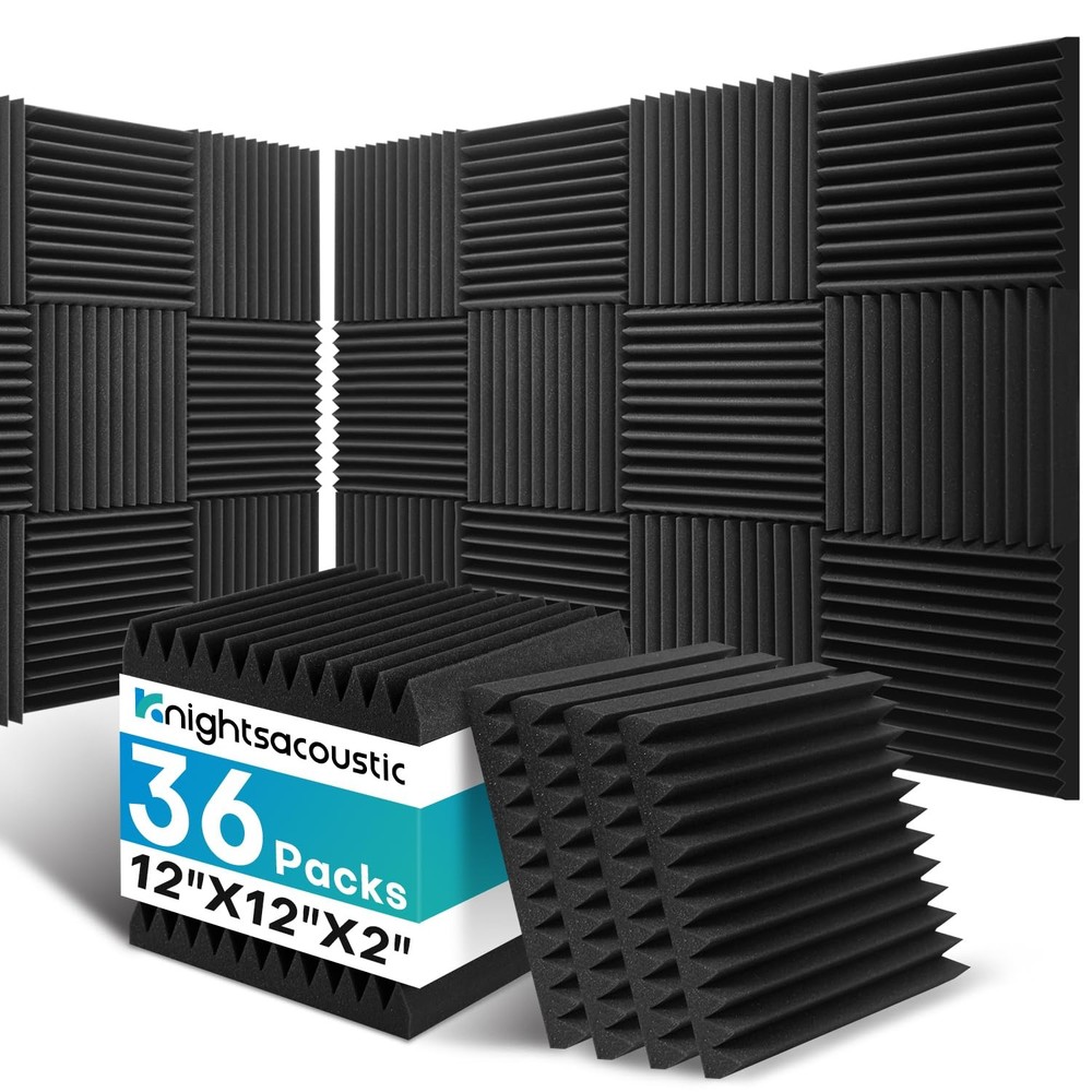 36 Pack Sound Proof Foam Panels for Walls, 2 X 12 X 12 Inches Acoustic Foam P…