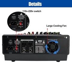 Pro Power Mixer 2000W 10 Channel Audio Mixing Amplifier 16 DSP w/ USB 110-220V