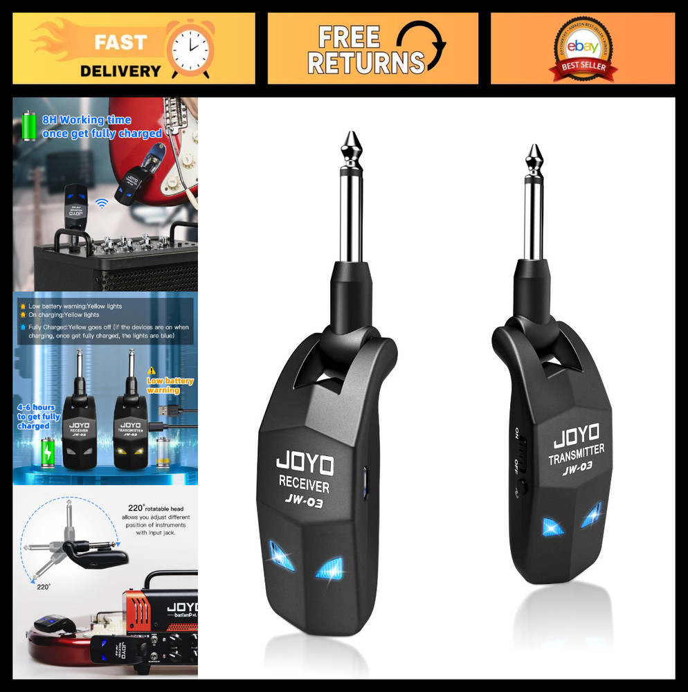 Wireless Guitar System 2.4GHz Rechargeable 4 Channels Audio Transmitter Receiver