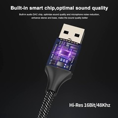 USB to 3.5mm Jack Audio Adapter 0.65Feet/20cm, External Sound Card Support Mi…