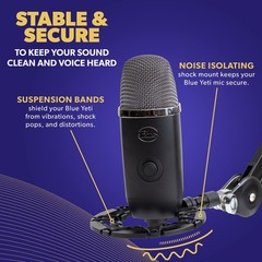 Pro Microphone Shock Mount for Blue Yeti, Snowball & More – Mic Holder