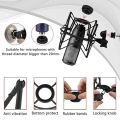 Geekria Shock Mount Mic Holder for AKG P120, P220, P420, P820 (Black / Metal)
